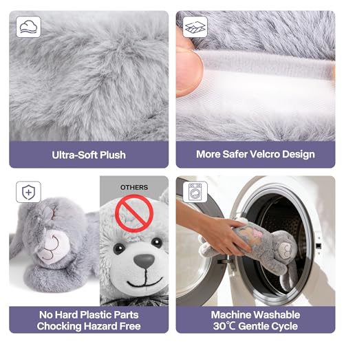 PetPrime Dog Plush Toy with Heartbeat for Puppies (Light Gray)