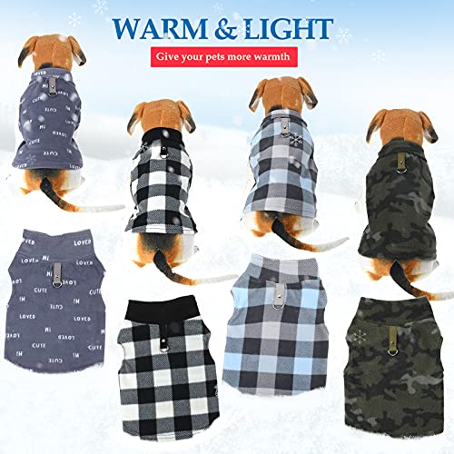 4 Pcs Dog Clothes Fleece Vest with Leash Ring Plaid (XXL(Neck:16.5-17.7” Chest:22.8-23.6”))