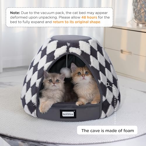 Cat Beds for Indoor Cats (21"L x 21"W x 16"Th / Dark Grey)
