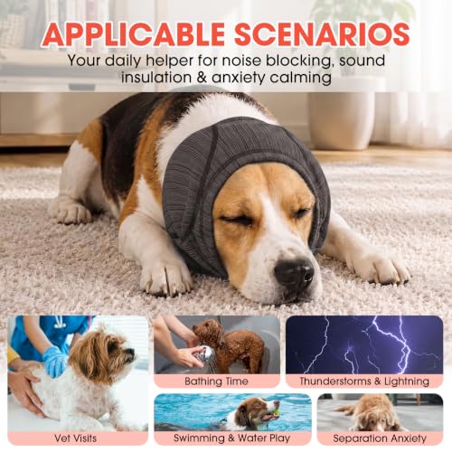 Dog Calming Hood Ear Cover for Anxiety Relief (Grey / Medium)
