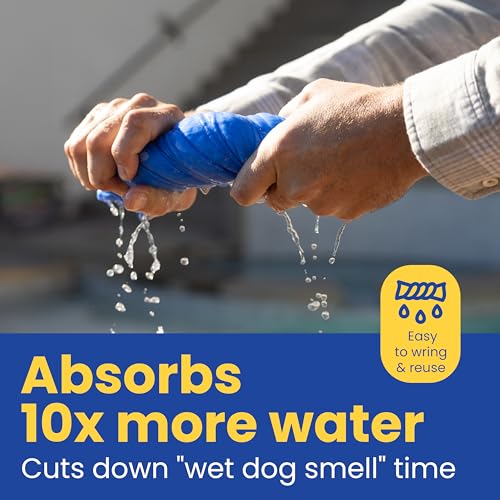 Shammy Dog Towel for Drying Dogs Large (34" x 26"/2 Pack / Blue)