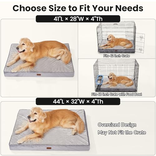 Orthopedic Waterproof Large Dog Bed (44" x 32" x 4" (For Sprawling) / 01-Gray)