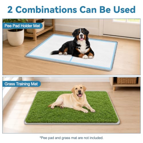 Silicone Dog Pee Pad Holder 40" x 28" Potty Training Tray (40"x28" / Light Gray)