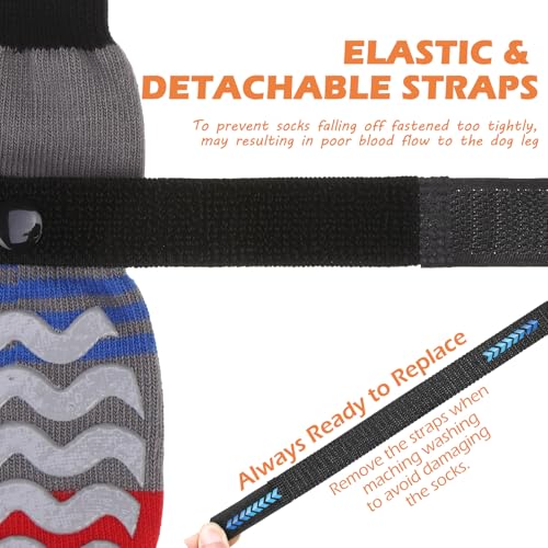 Dog Socks to Prevent Licking Paws with Grippers for Hardwood Floors Anti Slip (Small / Grey)