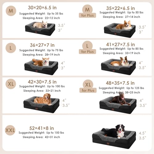 Orthopedic Dog Bed for Medium Dog (Grey/Black / 30x20x6.5)
