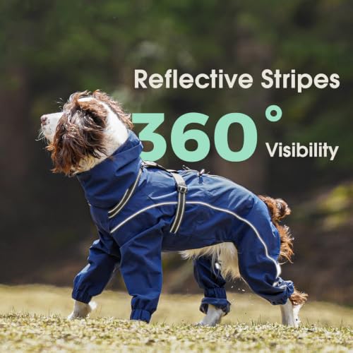 Dog Raincoat Hooded Full Body Coverage (Blue / Small(Chest:17.32"))