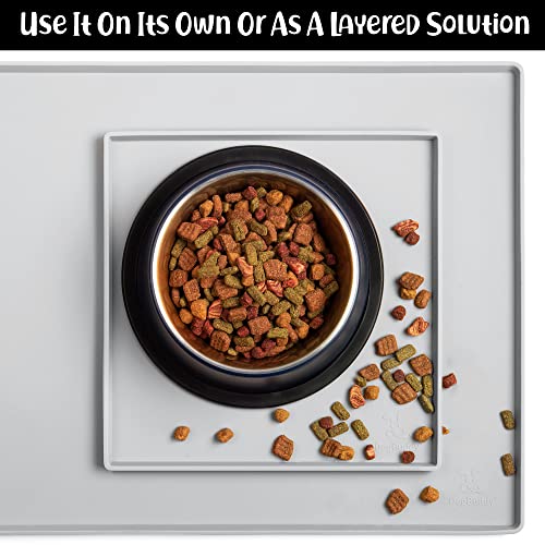 Dog Food Mat Waterproof Dog Bowl Mat for Food and Water (Extra Small: 11" x 11" / Mist)