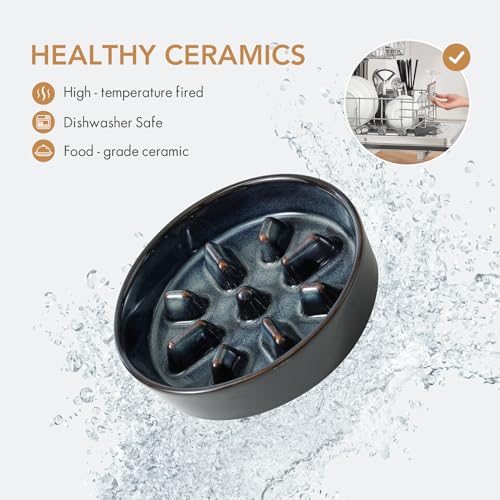 Ceramic Slow Feeder Dog Bowls (1 x Starry Sky - C / M- 7.3inch / 1.2 Cups)