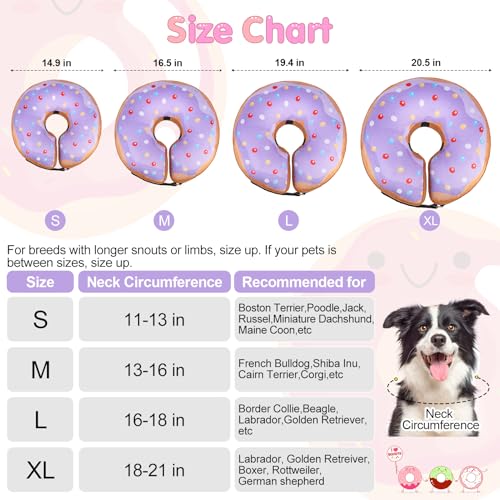 Dog Cone Collar Alternative After Surgery (Purple Donut / L(Neck:16"-18"))