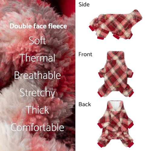 Collared Neck Plaid Dog Pajamas (Large / Red-White)