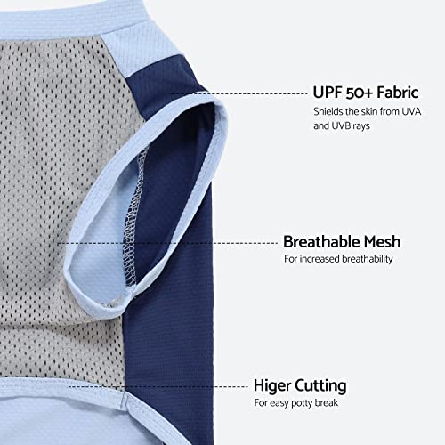2 Pack UPF 50+ UV Sun Protection Dog Shirt (Large / Orange-Blue)