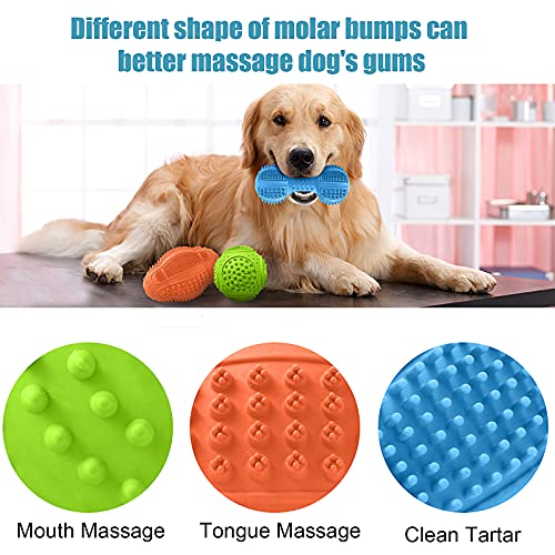 Dog Chew Toys 3 Pack for Aggressive Chewers (Blue-Green-Orange)