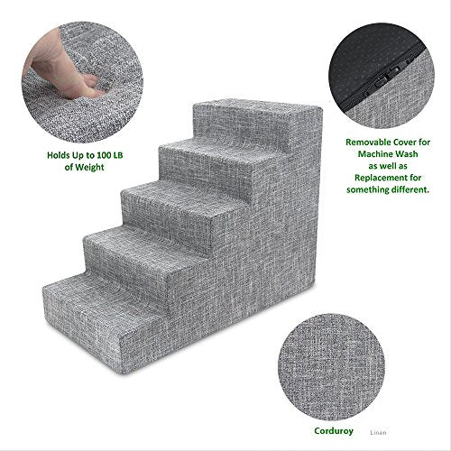 Dog Stairs & Steps (Ash Gray Linen / H: 22.5 Inches)