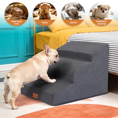 Dog Stairs for Small Dogs (Grey / 15.7x22.4x15.7in)