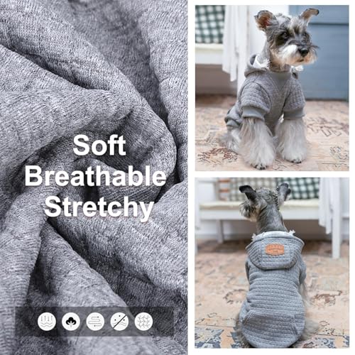 Small Dog Hoodie Sweater with Pockets (Grey / XXS (Back: 8",Chest: 10", Neck: 7.5"))