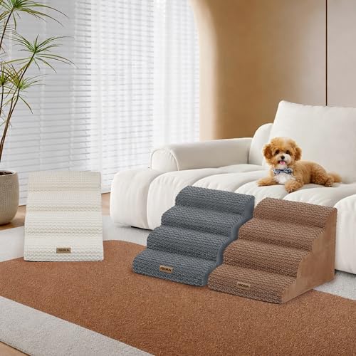 Extra Wide Dog Stairs for Bed and Couch (Coffee / Up To 50 Lbs)