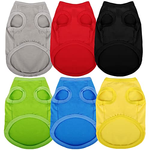 6 Pieces Plain Dog Shirt Sleeveless Puppy Cotton Dog Shirts Breathable Pet Apparel Tank Top Colorful Puppy Sweatshirt Clothes for Small Medium Dogs XL (XL-(22~29lb) | Chest(~22") / 6 Pack Plain)