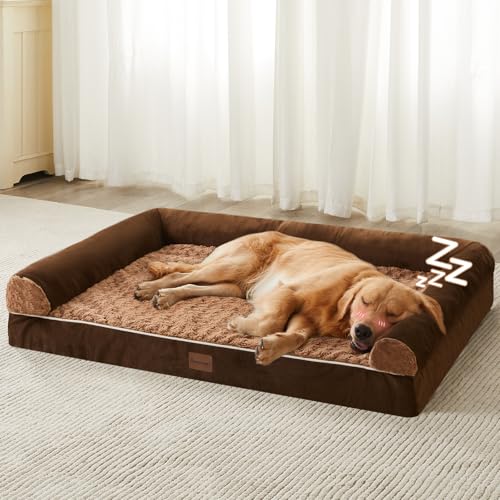 Orthopedic Washable XXL Dog Bed for Senior Dog Cozy Sleep (54"l x 36"w x 7"th / Brown)