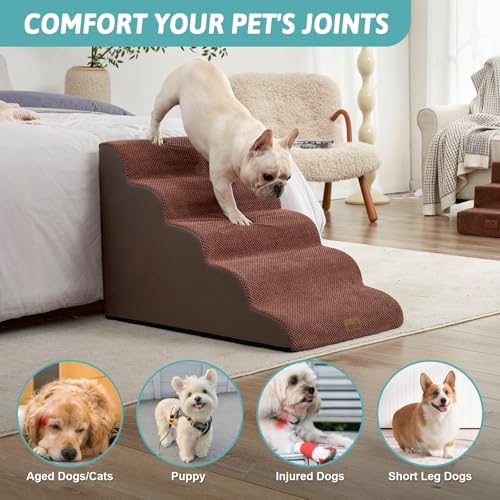 Extra Wide Dog Stair for Small Dog (Brown / Extra Wide:19.7"x33"x22.4")