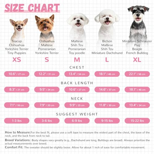 Small Dog Sweaters Cute Bear Dog Cardigans Clothes for Small Medium Dogs Boy Girl Puppy Cat Knitting Cardigan Outfits Dogs Winter Coats Warm Pet Doggy Clothes Soft Knitwear (Pink / X-Large)