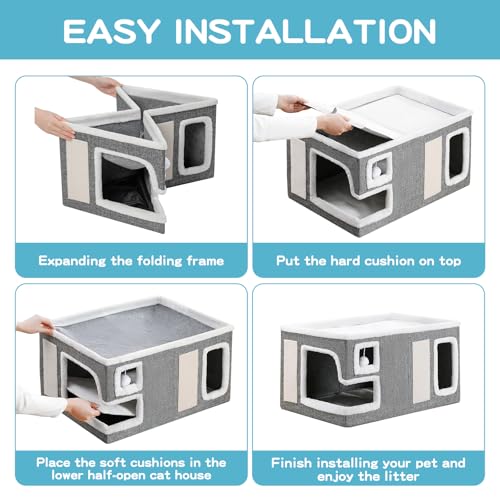 Large Cat Houses for Indoor Cats (Grey / X-Large)