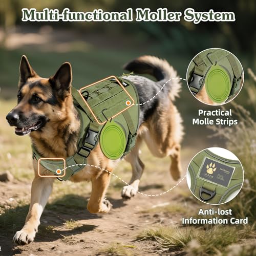 Heavy Duty Tactical Dog Harness for Small Dogs (Army Green / S (Chest: 19.6-31.5", Neck: 11-19.6"))