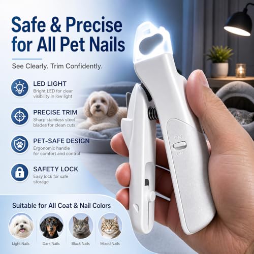 Professional Dog and Cat Nail Clipper (White‑LED Pet Nail Clipper)