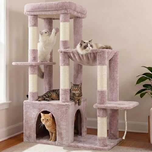 Heavy Duty Cat Tree with Large Base for Large Indoor Cats HCT026MU (Rosy Brown / L)