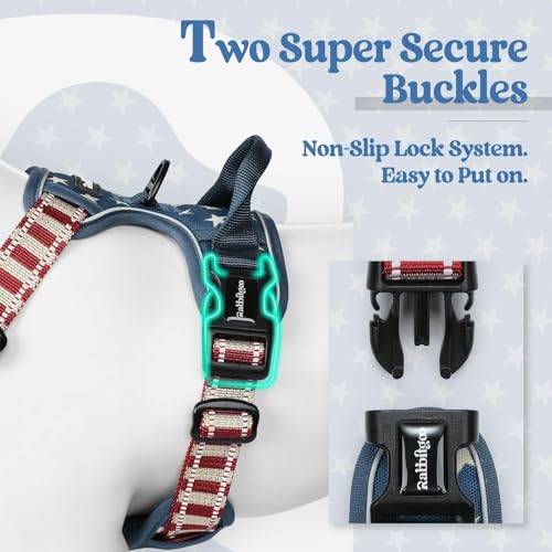 Dog Harness No Pull for Large Dogs with 2 Leash Clips (X-Large / Blue Star)