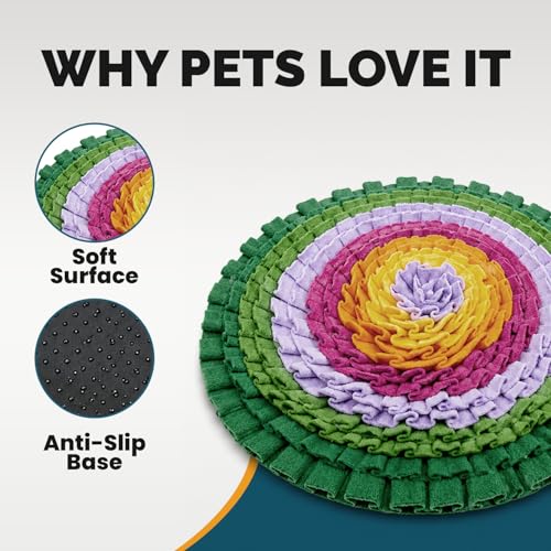 Snuffle Mat Dog Puzzle Toy Adjustable Interactive Feeder (Round Colorful Snuffle Mat)