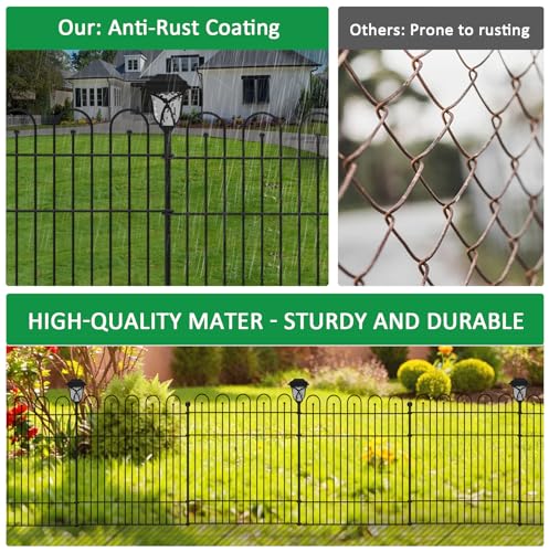 Garden Fence Animal Barrier with Lights (10 Pack - 32 in (H) x23.6 ft (L) with Light)