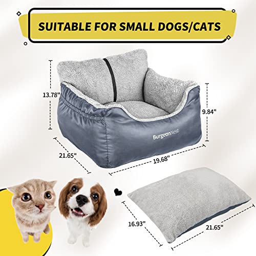 Dog Car Seat for Small Dogs & Cats Under 25 lbs (Grey / Small)