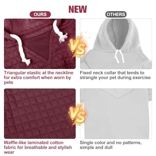 Dog Hoodies Sweater for Large Dogs (Wine Red / XL (Back: 24",Chest: 34", Neck: 21"))