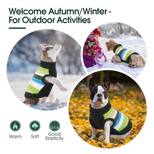 Dog Sweater Christmas Dog Sweaters for Extra Small Dogs Soft Warm Doggie Sweater Colorful Cable Knitted Vest (X-Small (Chest: 11.8''; Weight: 2 - 5LB) / Green)