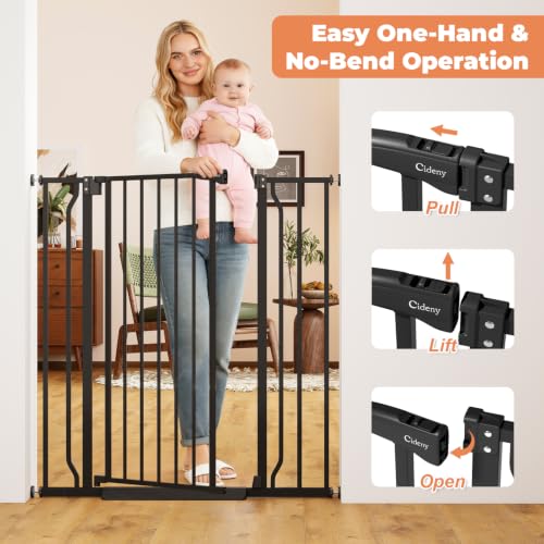40" Extra Tall Baby Gate No Drilling (Black / 29-40"Wide, 40"Tall)