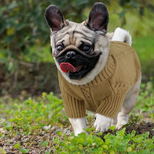 Small Dog Sweater for Small Dogs Boy (Small / Light Brown)