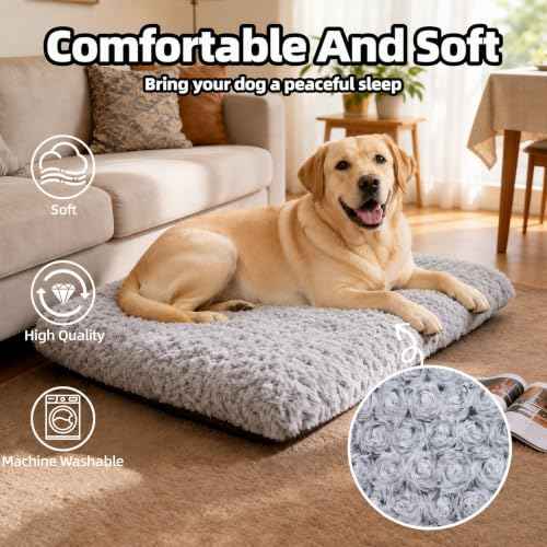 Extra Large Dog Bed (Light Grey / 47"L x 31"W x 4"Th)