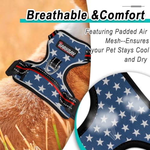 Dog Harness for Medium Sized Dog No Pull Mesh 2 Clips Dog Vest (Medium / Blue Star-Mesh)