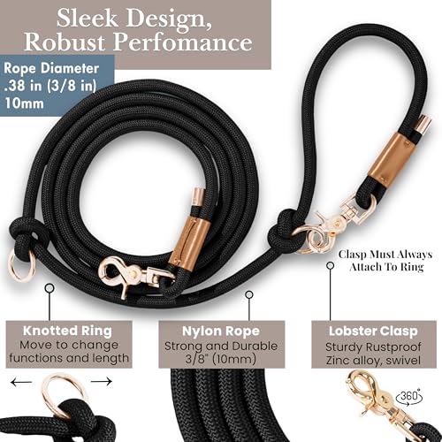 Hands Free Dog Leash (Black / 8.2 ft x 3/8 in)