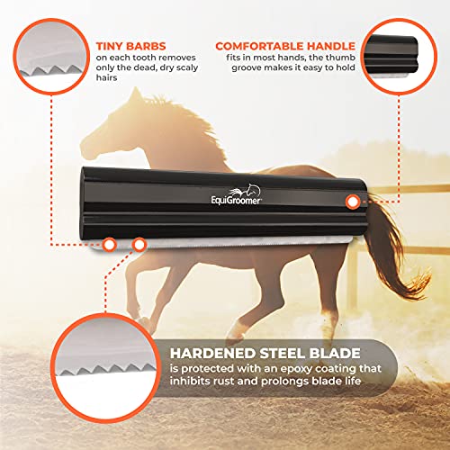 8 Inch Deshedding Brush for Dogs & Horses (Black)