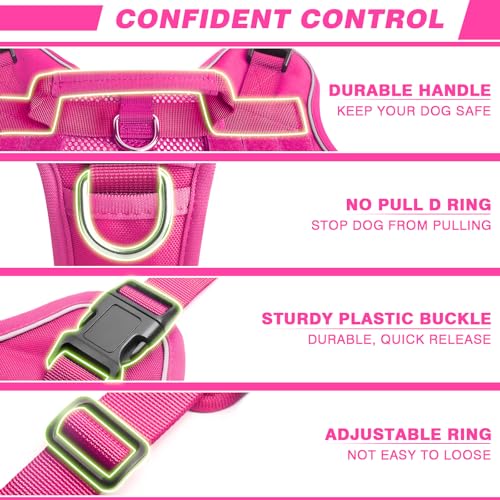 Service Dog in Training Mesh Harness with 10 Removale Pet Patches (Medium / Pink)
