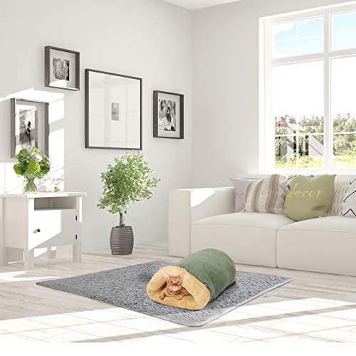 4 in 1 Self Warming Burrow Cat Bed Hideway Sleeping Cuddle Cave (Sage Green)