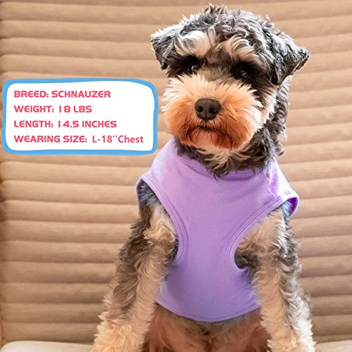 2Pack Cotton Dog Shirt for Small Dogs Soft Striped Tank Top (Large (13-19lbs) / 04# 2Pack (Purple+Purple Striped))