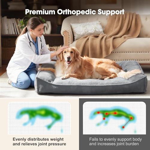Orthopedic Dog Bed Large Sized Dog (Light Grey / 38"L x 28"W x 8.5"Th)