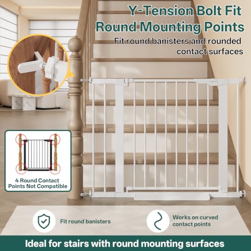 29.6 39.1 in Wide Baby Gate for Stairs and Doorways (White / 29.6-39.1"W x 28"H)