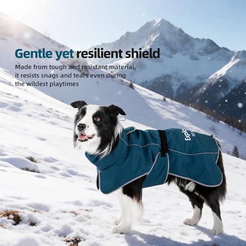 Dog Raincoat Adjustable Dog Rain Jacket Poncho with Leash Hole (Blue / S:24-33 lbs)