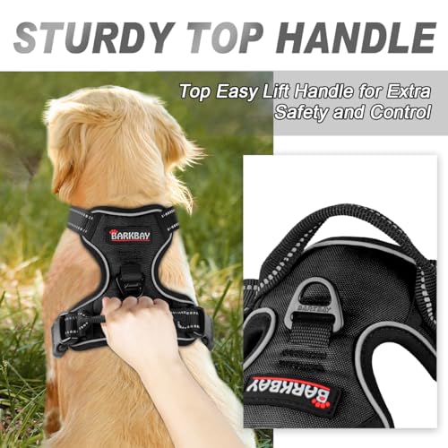 Dog Harness No Pull for Large Dogs Front Back Clips (Large(Chest:24.5-32.5") / Black)
