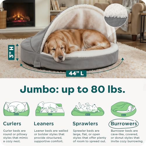 44" Round Orthopedic Dog Bed for Large Dogs w (Gray / Jumbo)