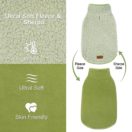 Sherpa Dog Coat Reversible Dog Jackets for Medium Dogs (X-Large (22-28lbs) / Green)
