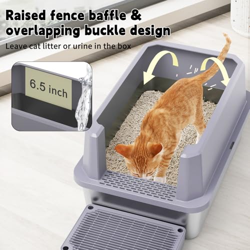 Open Cat Litter Box (Gray, 1 Pack)